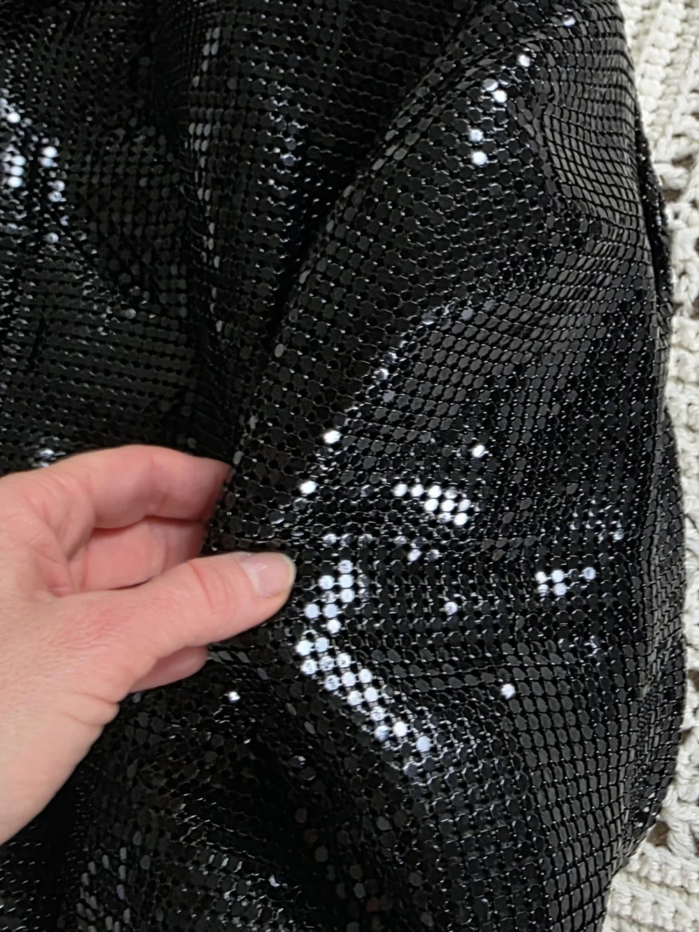 Black Metal Mesh Shoulder Bag Shiny Chainmail Hobo Purse Y2K Evening Disco